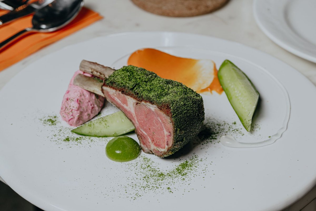 A plated dish of Otago lamb in the Bracken Dining Room