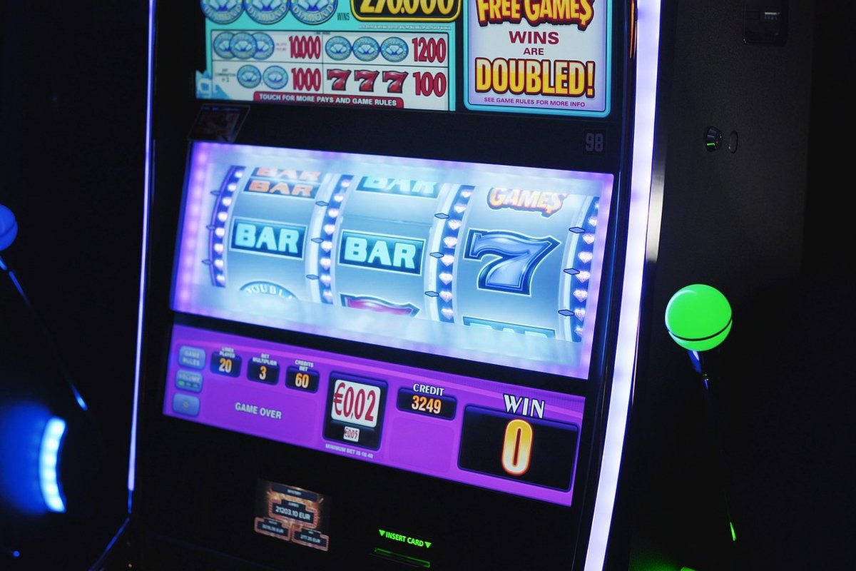 A row of slot machines
